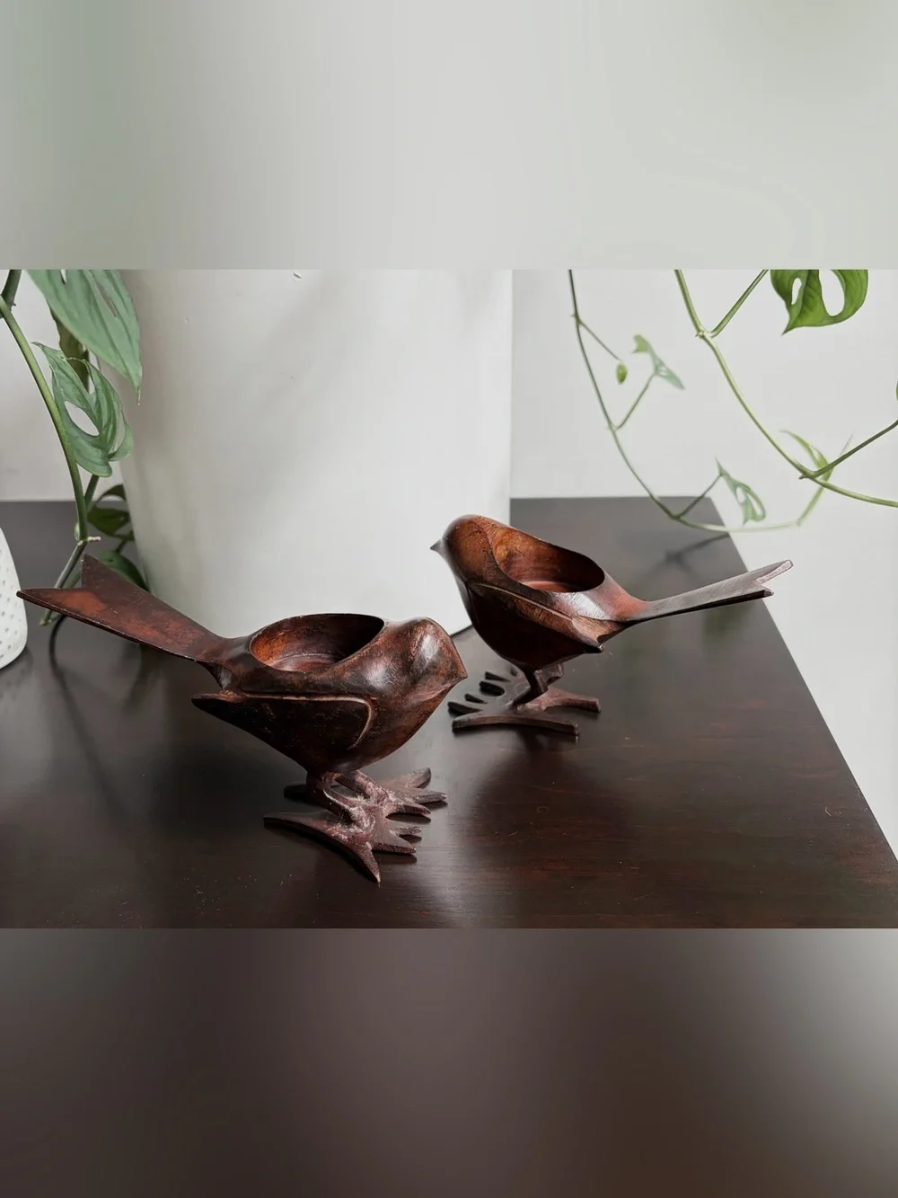 Metal Cast Iron MCM Bird Tealight Candle Holder Rustic Farmhouse Shelf Decor